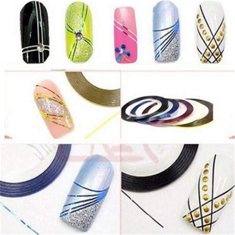 10 Kleur 20M/Rolls Stickers Voor Nail Art Uv Gel Tips Striping Tape Line Nail Stickers Diy decoraties Manicure Gereedschap