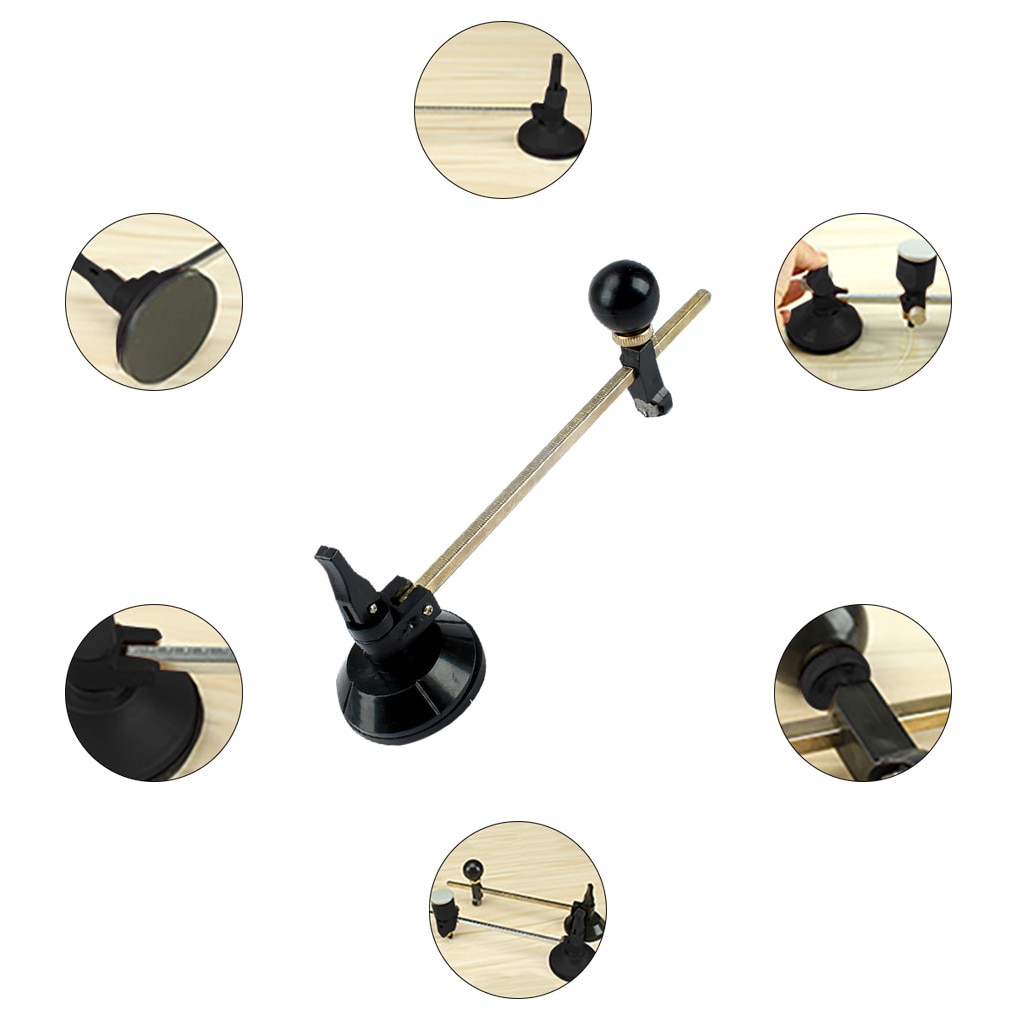 Coupe-verre circulaire avec ventouse, 40cm, 6 roues, compas, cercle, outils professionnels, coupe-bouteille en verre,