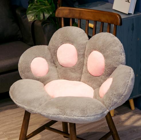 Cojín de felpa con forma de pata de gato para el hogar, cojín de suelo con relleno suave para SILLA, sofá, decoración de habitación, oficina, muñecas de siesta, Kawaii, 70x60cm: Gris