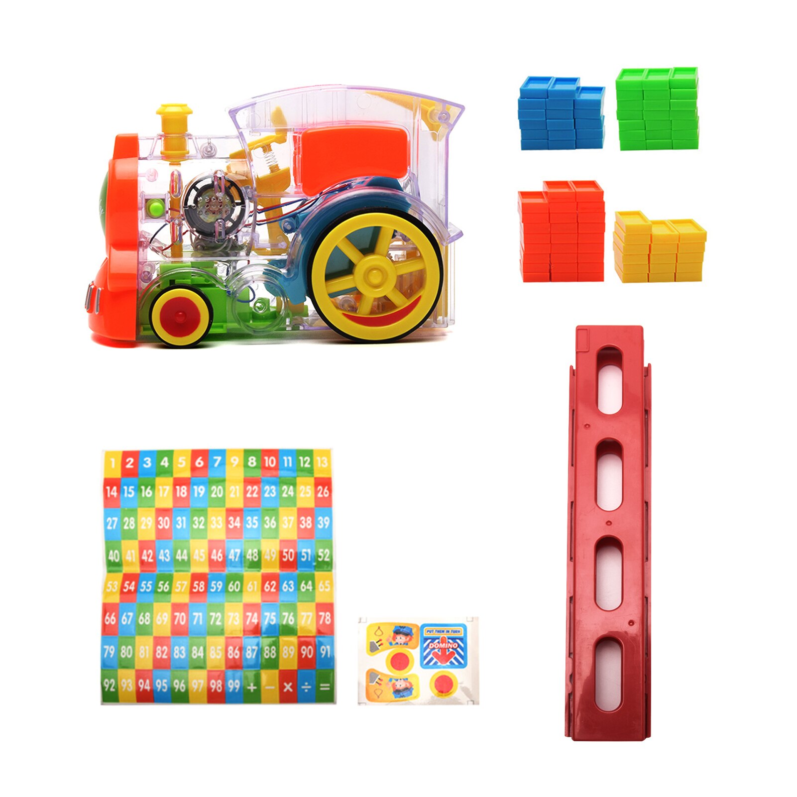Boys Girls Spatial Thinking Skills Educational Hand Eye Coordination Stacking With Blocks Durable Domino Train Toy Set