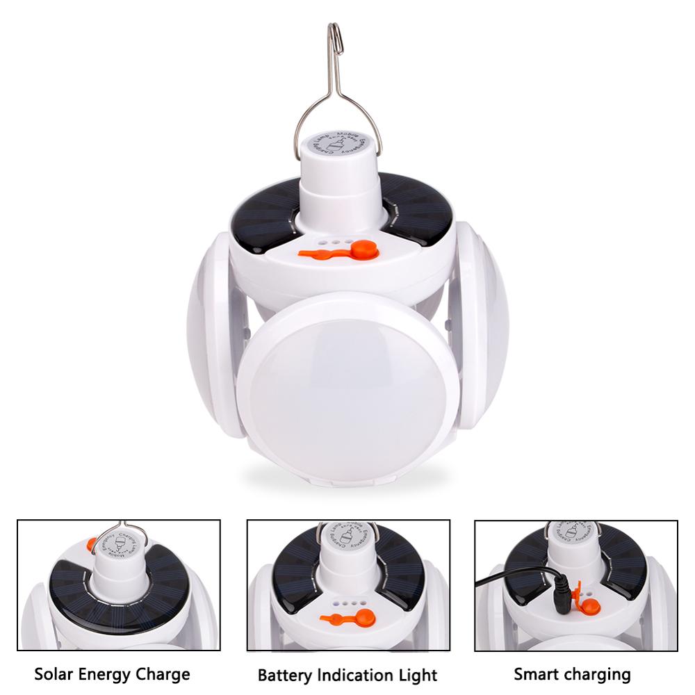 Led-lamp op zonne-energie, waterdicht, noodverlichting op zonne-energie/usb-kabel, oplaadbare lamp, draagbare campingtuinverlichting, zonnelamp