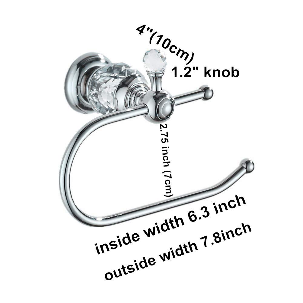 Chrome Crystal Toilet Paper Holder Solid Brass Roll Holder Polish Shlef Paper Towel Wall Mounted Bathroom Accessories