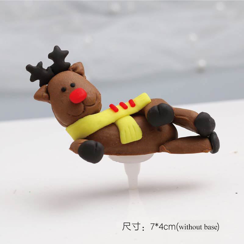 Christams party Cake Toppers Soft clay Christmas cake decoration cake decoration cards and Cake Flags Santa Claus and elk: 7