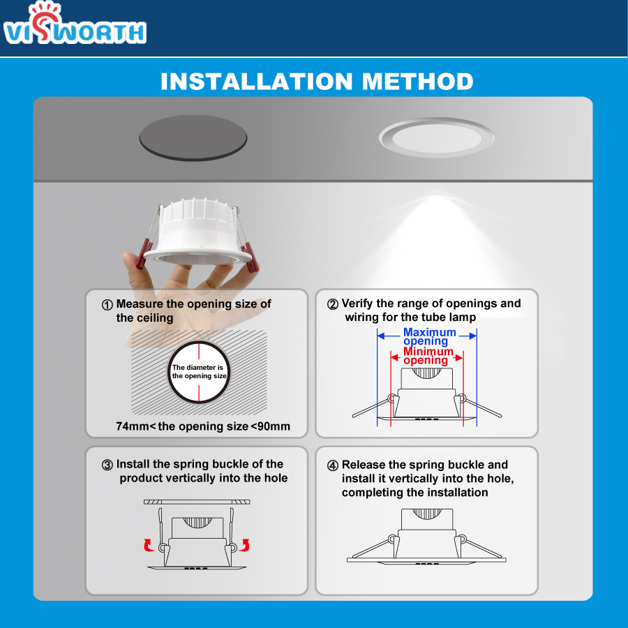 10W 12W Led Downlight Recessed Ceiling Lamp Spotlight 110V 220V 240V Round Led Panel Light Warm Cold White SMD2835