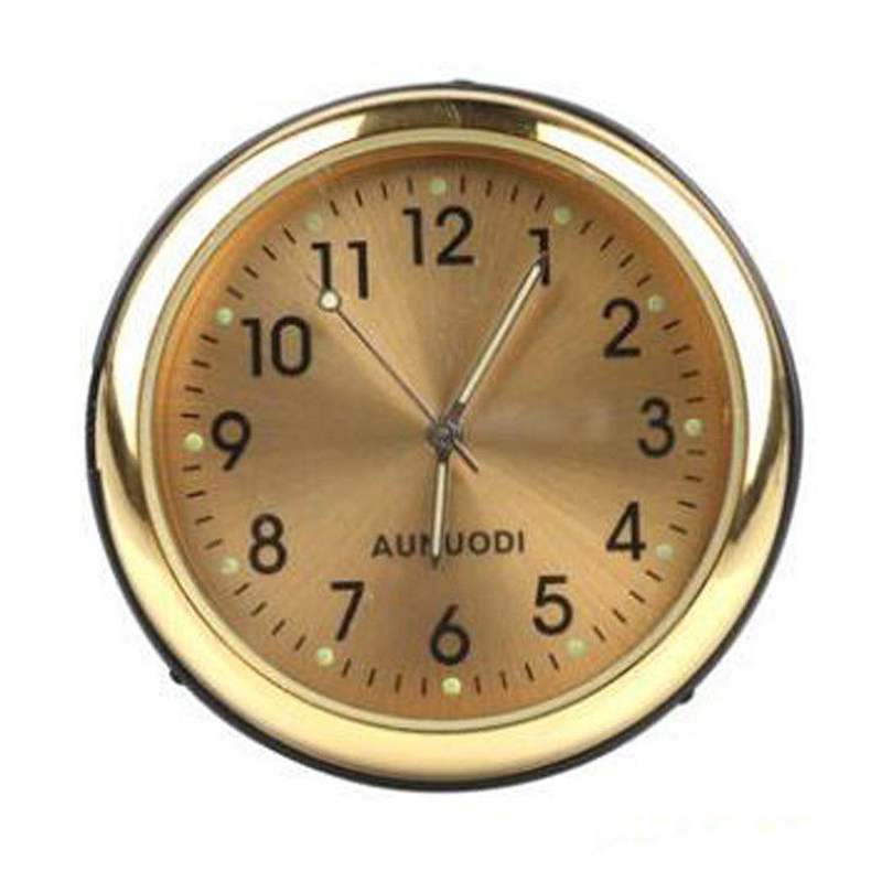 1pc metall mini kvarts klocka bil dekorera stick-on klockficka liten klocka för bil hemkontor dekoration prydnad: Guld-