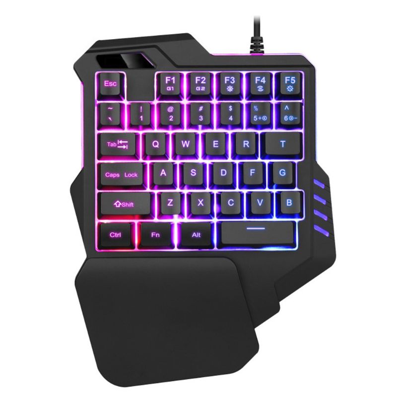One-hand Gaming Keyboard Portable One Hand Mechanical Wired Colorful Backlit Macro Definition Gaming Keyboard