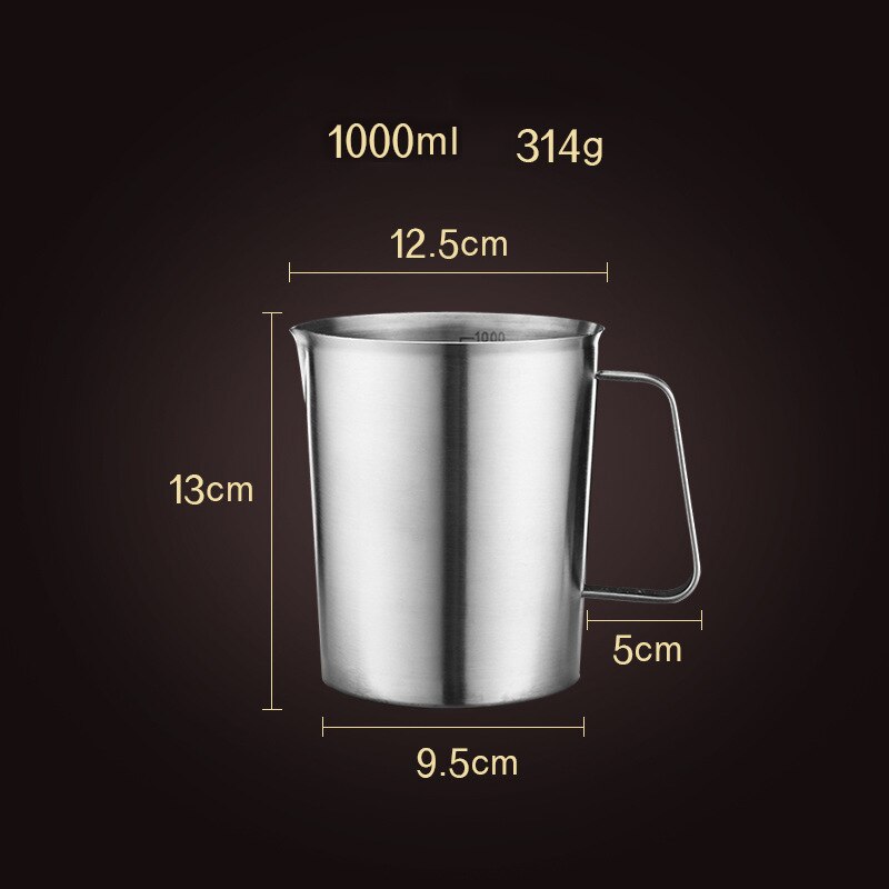 Dikke Rvs Maatbeker Met Schaal Melk Balance Keuken Grote Capaciteit Maatbeker Huishouden Keuken Bakken Tools: Measuring cup-1000ml