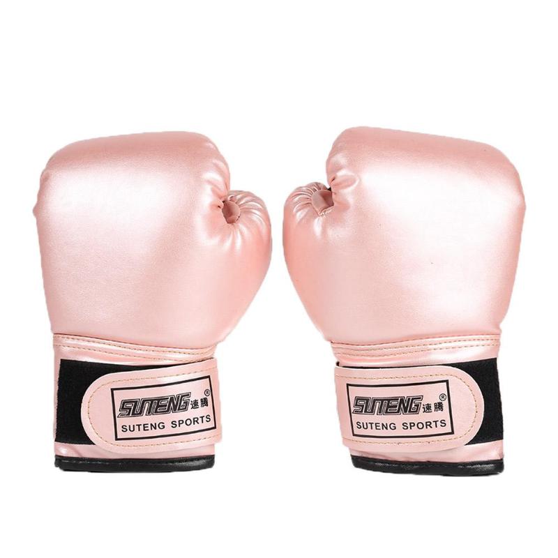 2 stk bokse træning kamphandsker læder kid sparring kickboxing handsker: Lyserød