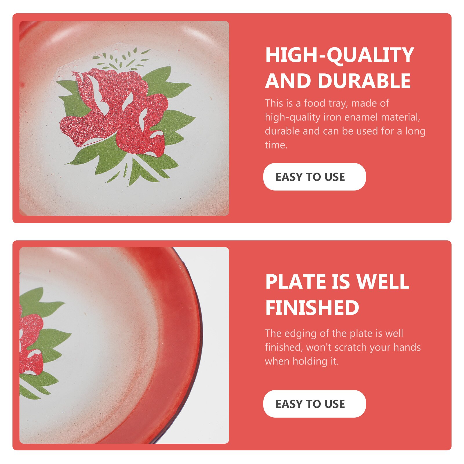 3 pcs Multipurpose Practical Food Trays Chinese Style Serving Plates for Restaurant