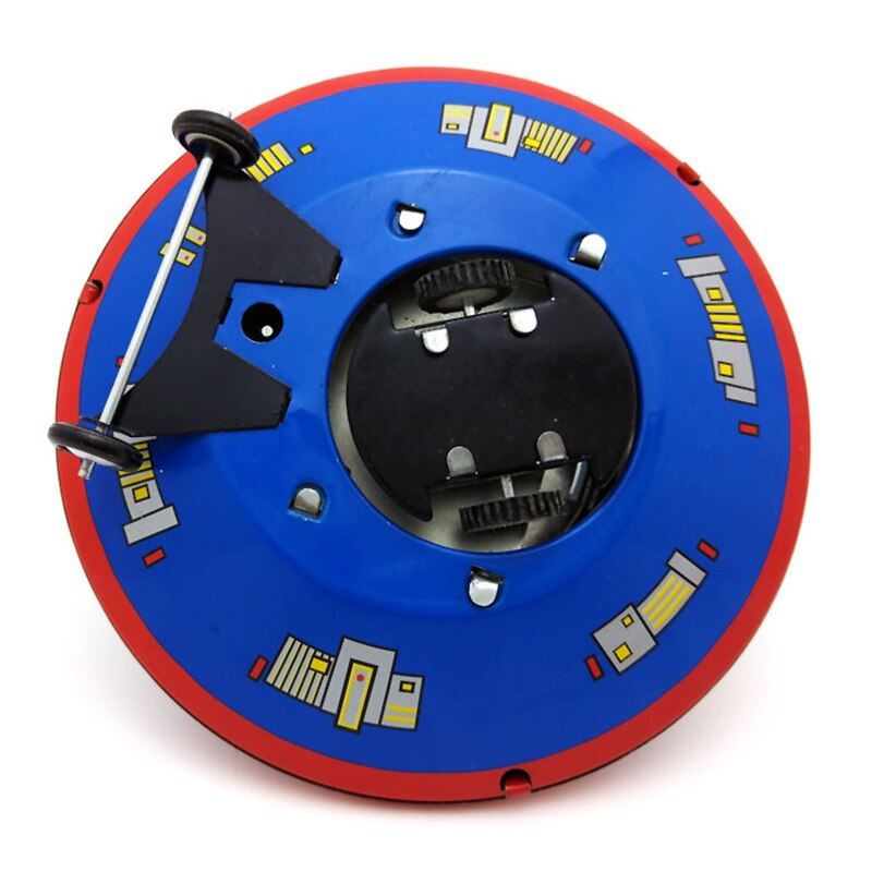 Clockwork Windup Flying Saucer Space Ship Retro Tin Toy Home Decoration LBV