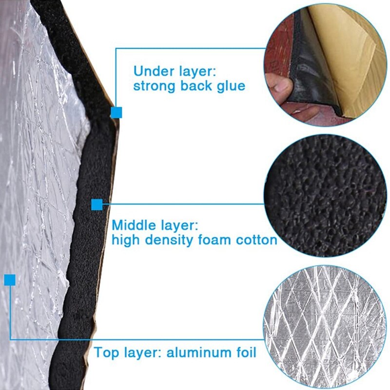 Heat Sound Deadening Insulation Mat Deadener Pad Car Auto Exhaust Muffler Hood Door 40X24Inch