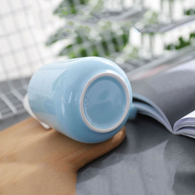 420ml Fox Shape Ceramic Mug Cartoon Animal Coffee Mugs with Lid Spoon Tumbler Cup Novelty for Christmas