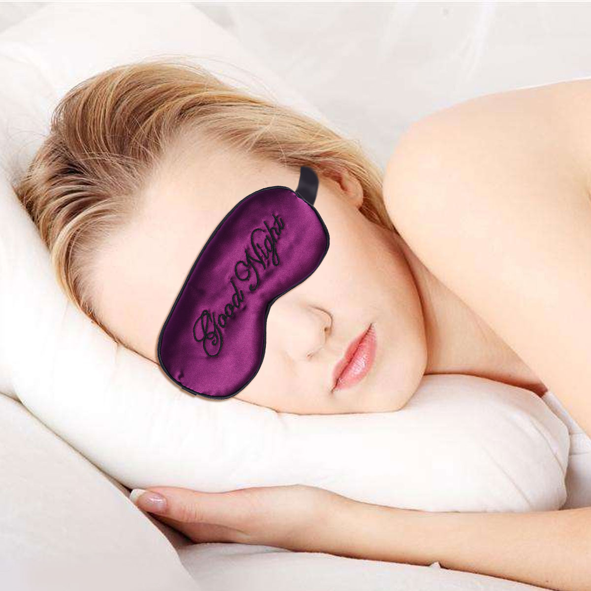 Silk Sleep Eye Mask Embroidery Eyeshade Large Blindfold Night Blinder for Men Women and Kids