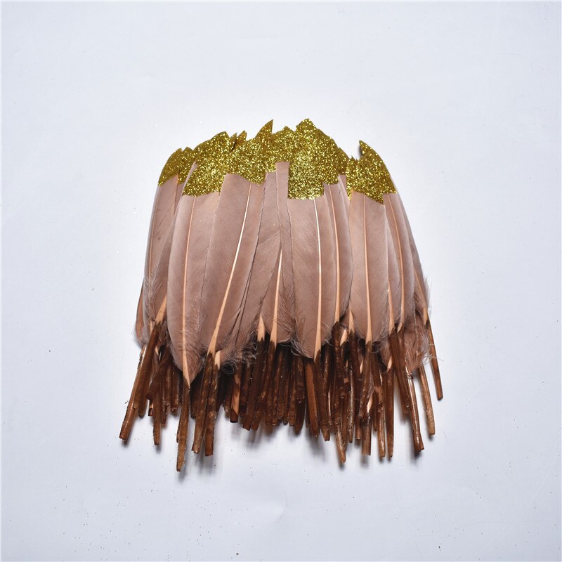 Rea 20 st/lot spray guld ankfjäder 10-16cm/4-6 tum diy fjädrar för pyssel plymer dekor fjädrar för smycken gör plommon: Kaki