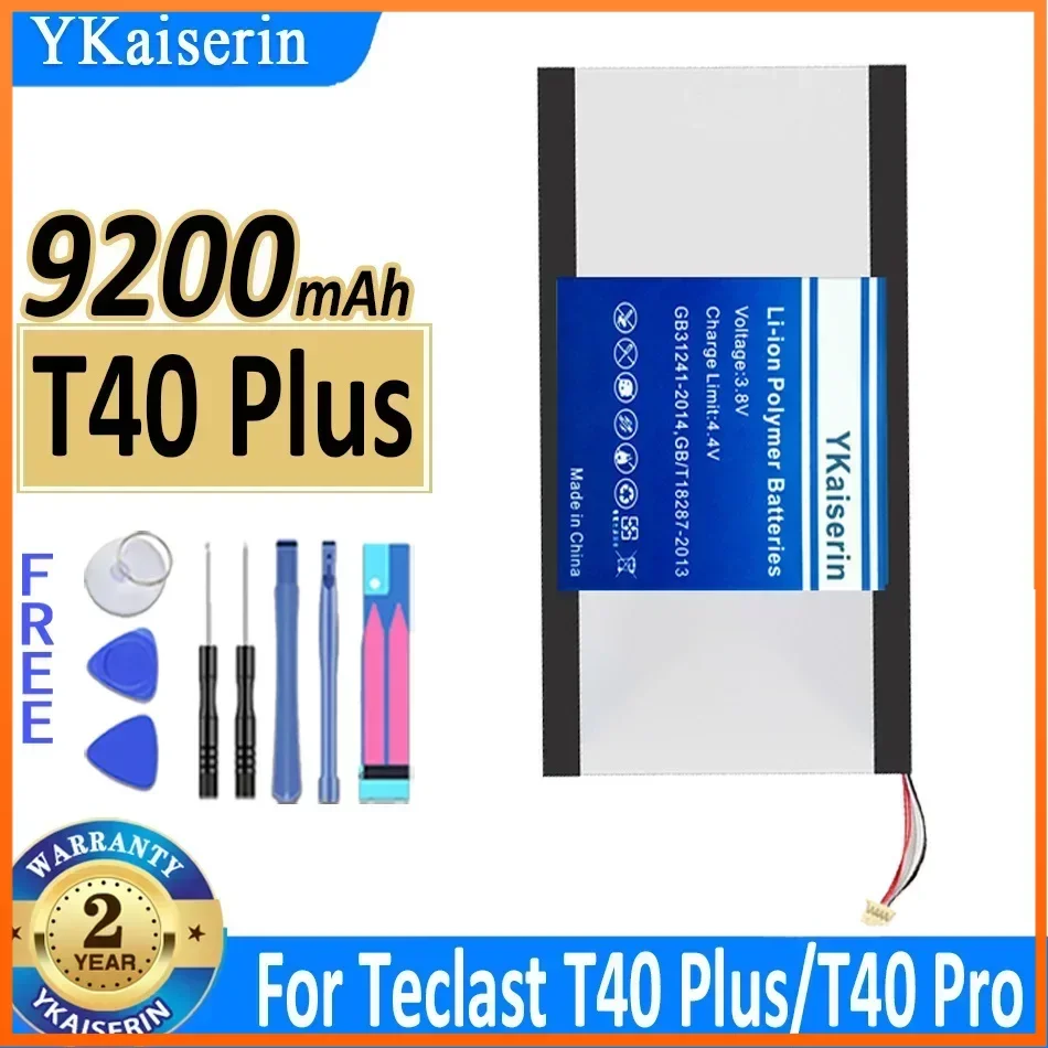 Batería YKaiserin de 9200mAh T40Plus para tableta Teclast T40 Plus/T40 Pro T40Pro, baterías con enchufe de 5 cables