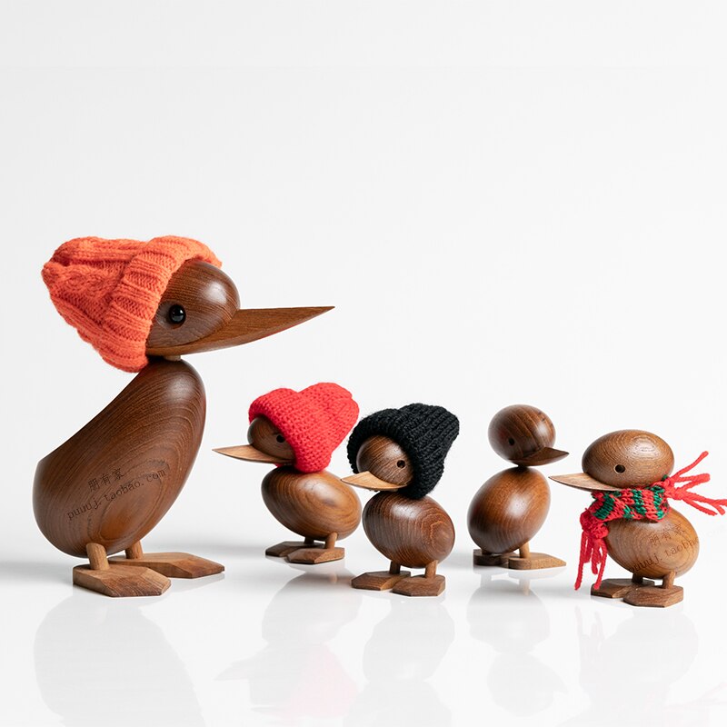 Duck/Duckling Wood for Crafts Animal Figures Wooden Decoration Home Accessorie Living Room Christmas Danish Nordic Desk Ornament