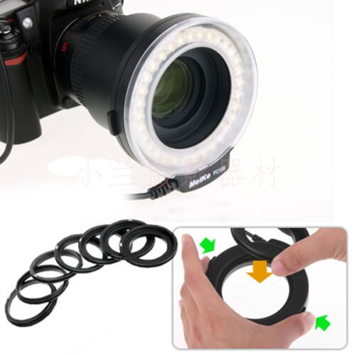 Meike FC-100 FC100 Manual LED Macro Ring Flash Light with 7 Adapter Ring for Canon Nikon Olympus Pentax Digital DSLR Camera