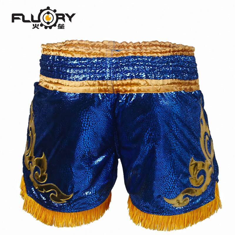 Pantalones cortos de lucha para hombre, bañadores profesionales con borlas 3D, MuayThai, Fluory, kickboxing, MMA