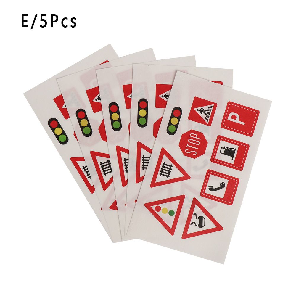 1/5 Pcs DIY Intelligence Route Mark Adhesive Safety Education Traffic Sticker Study Road Signs Tool Railway Road Tape: -E-5Pcs
