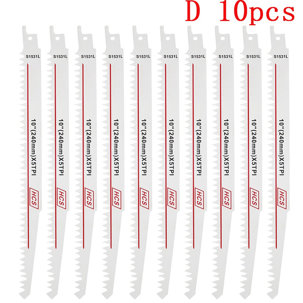4/10Pcs Reciprocating Saw Blade High Carbon Steel Bimetal Parts for Wood Metal Multi Saber Saws Cutting Power Tools Accessories: D 10pcs