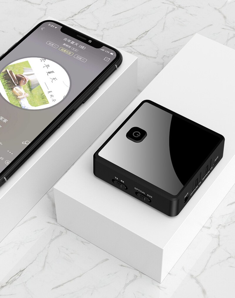 2 IN 1 Bluetooth Audio Receiver Bluetooth Transmitter Support Fiber Optic Interface And 3.5mm AUX Interface For TV Speaker