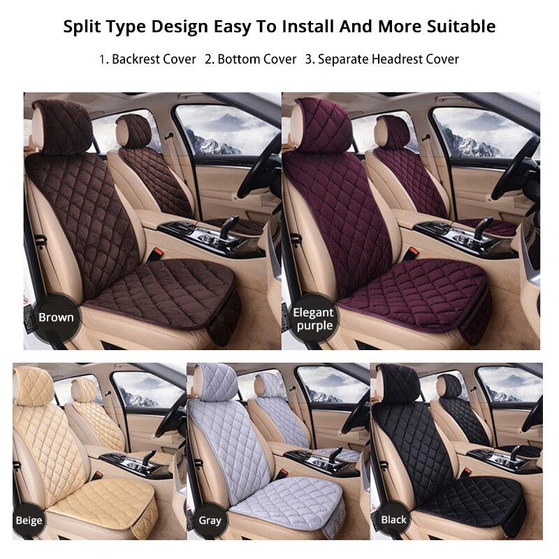 Funda de asiento de coche AUTOYOUTH, Protector de cojín de asiento delantero con patrón de diamante de invierno, funda de cojín cálida en 4 colores para todos los coches