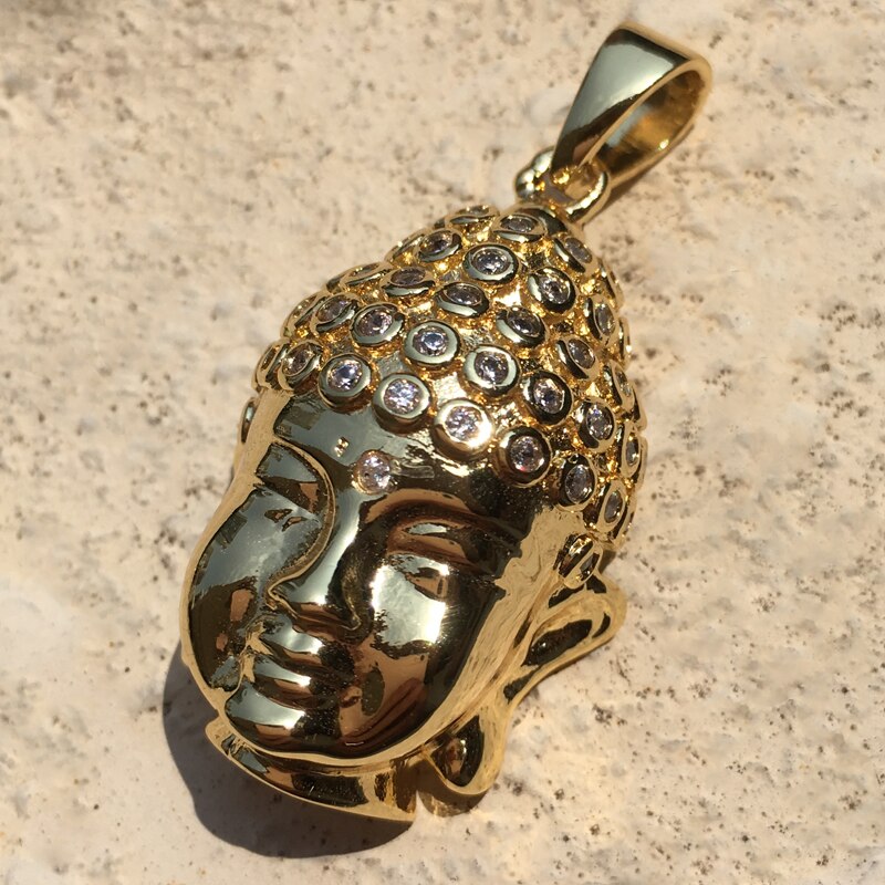 Langtidsholdbare micro pave cz buddha vedhæng halskæde guld kors hip hop smykker til mænd og kvinder jul: Buddha