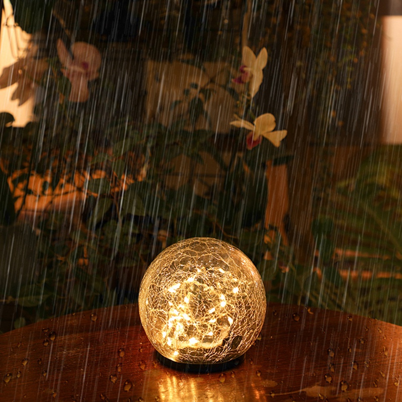 Solar Outdoor Courtyard Lamp Crack Glass Ball Lawn Lamp Garden Decoration Buried Landscape Lamp Warm Light