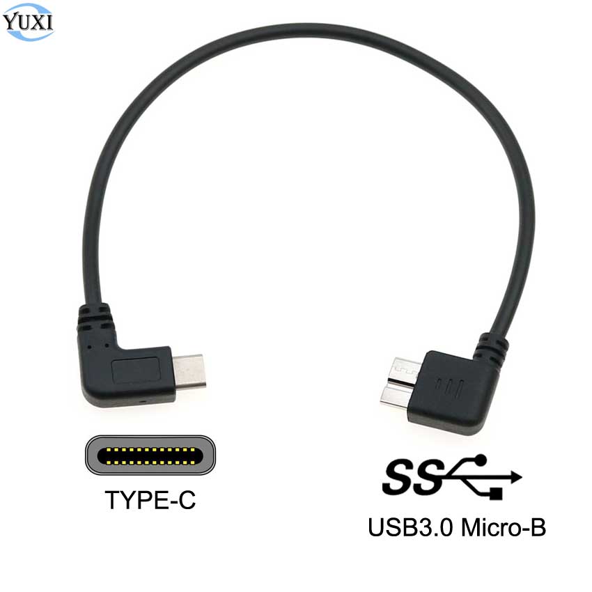 YuXi USB 3.1 Type-C naar USB 3.0 Micro B Data Kabel 90 graden Connector Voor Hard Drive Smartphone mobiele Telefoon PC OTG