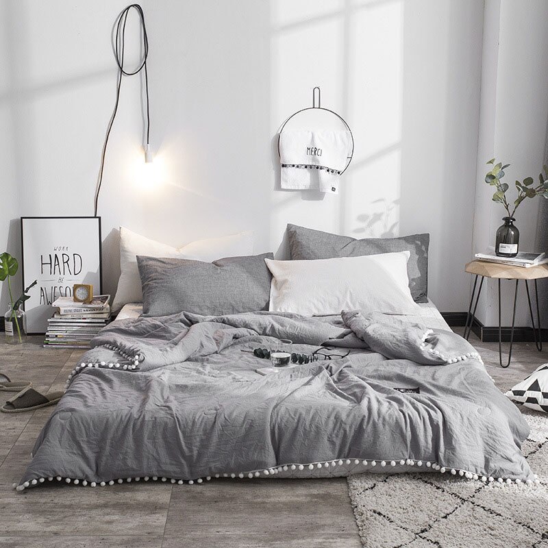 Japan Sommer Decke Weiß Grau Decke Doppel Königin König Patchwork Bettdecke Klimaanlage Dünne Bettdecke Bettdecke Bettdecke