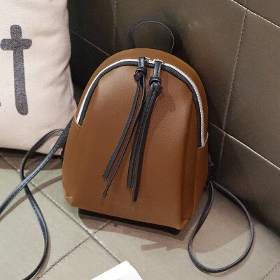 Small Backpack Women Leather Shoulder Bag Summer Multi-Function Mini Backpacks Female School Bagpack Bag for Teenage Grils: Brown