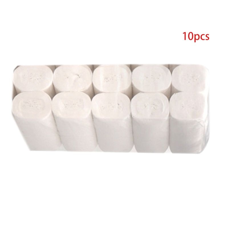 10 Rolls 4-Ply Toilet Paper Ultra Soft Wood Pulp Strong Household Bath Tissues