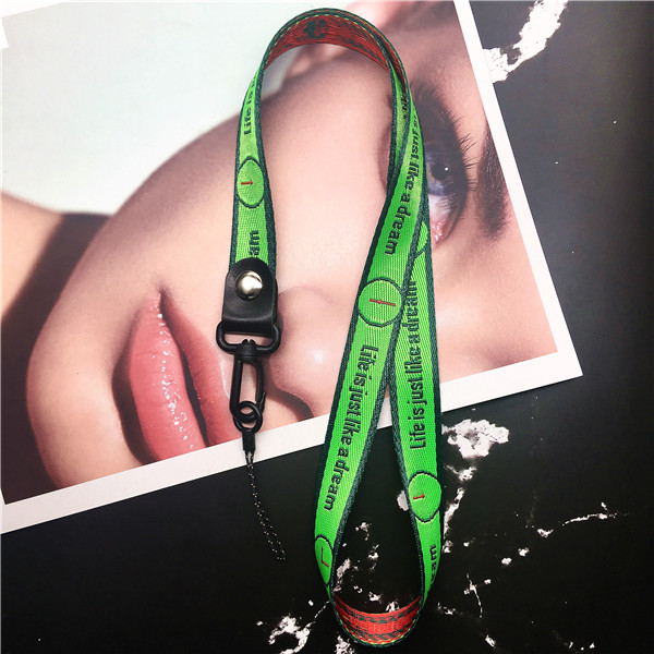 Mobile Phone Straps Time pattern Multi-function Lanyard for phones ID Card Pass Gym Keychain Lanyard Wrist Neck Strap for iphone: green