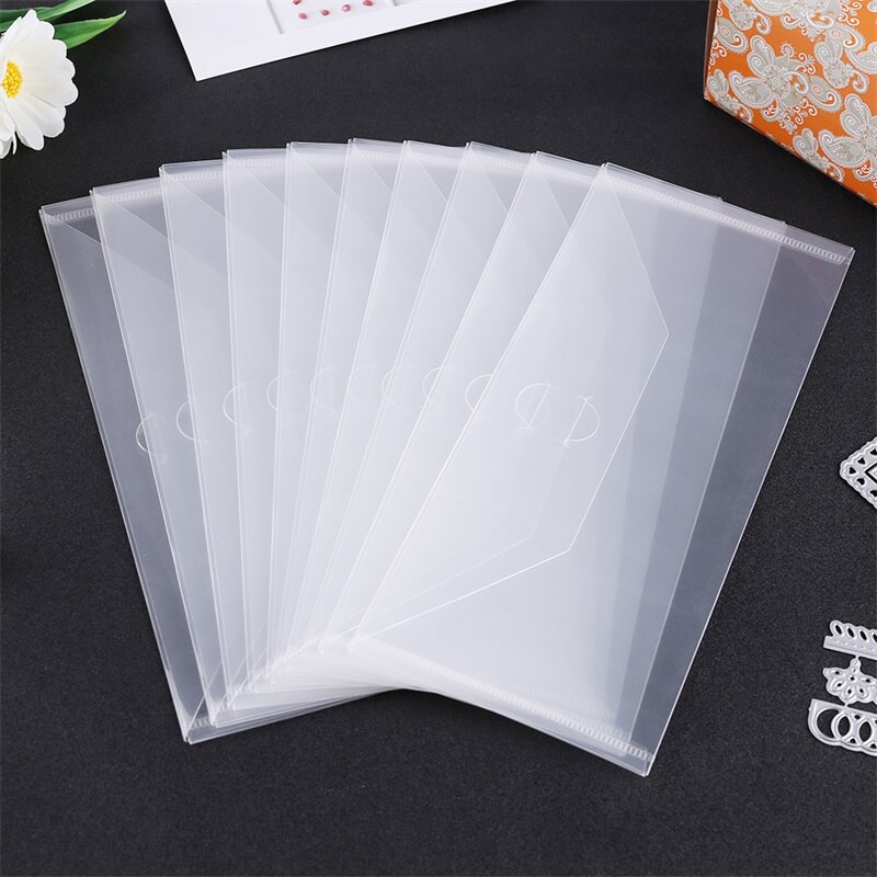 QWELL 10pcs/set Die & Stamp Storage Bag Folder Pocket For Slimline Cutting Dies Foil Plates Organizer Transparent Plastic