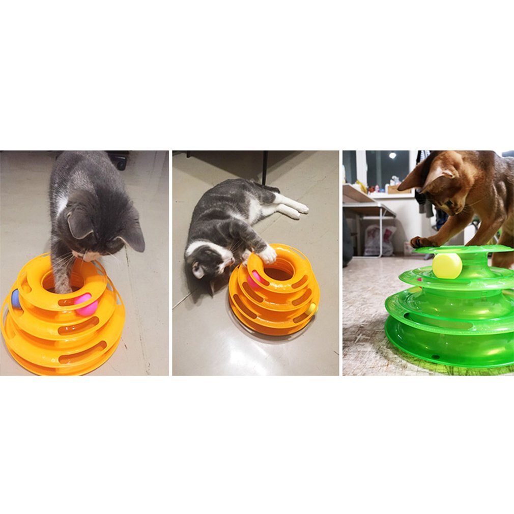 3 niveaux chat jouet drôle tour pistes disque chat pistes jouets formation Intelligence Amusement plaque chat balle jouets pour chats