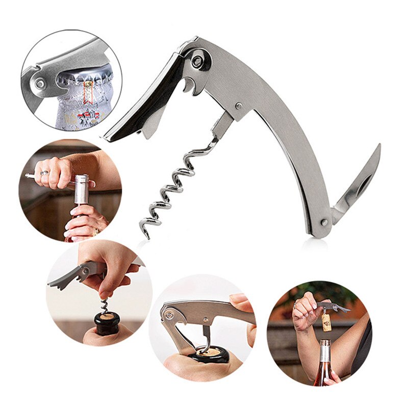 Rvs Kurk Schroef Corkscrew Multifunctionele Wijn Cap Opener Bier Cap Flesopener Keuken Bar Gereedschap Accessoires