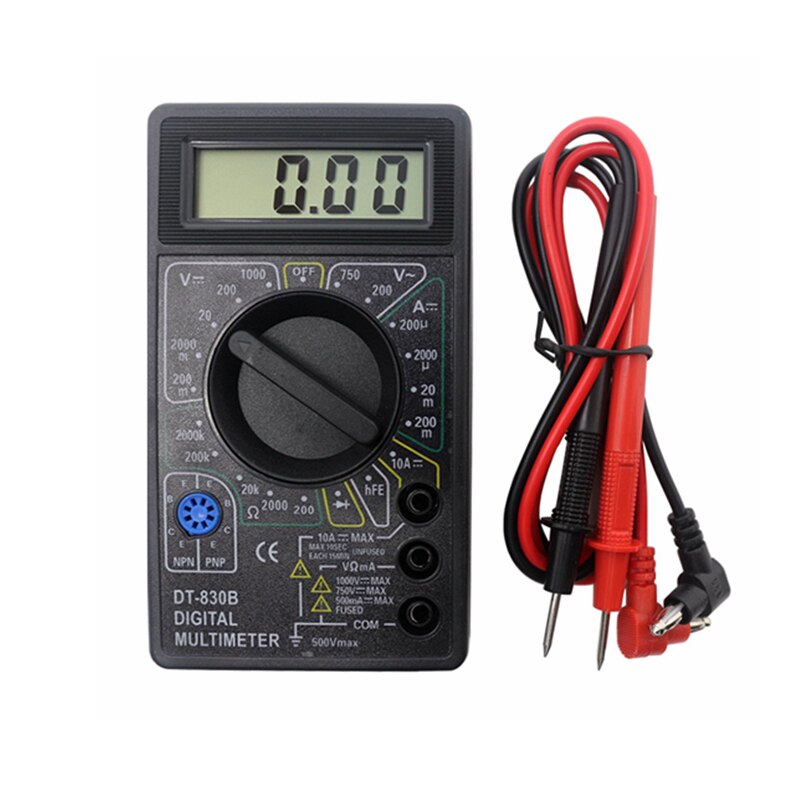 Ammeter Voltmeter Ohmmeter DT830B Digital Multimeter Current Tester Test LCD Display DC10V~1000V 10A AC 750V