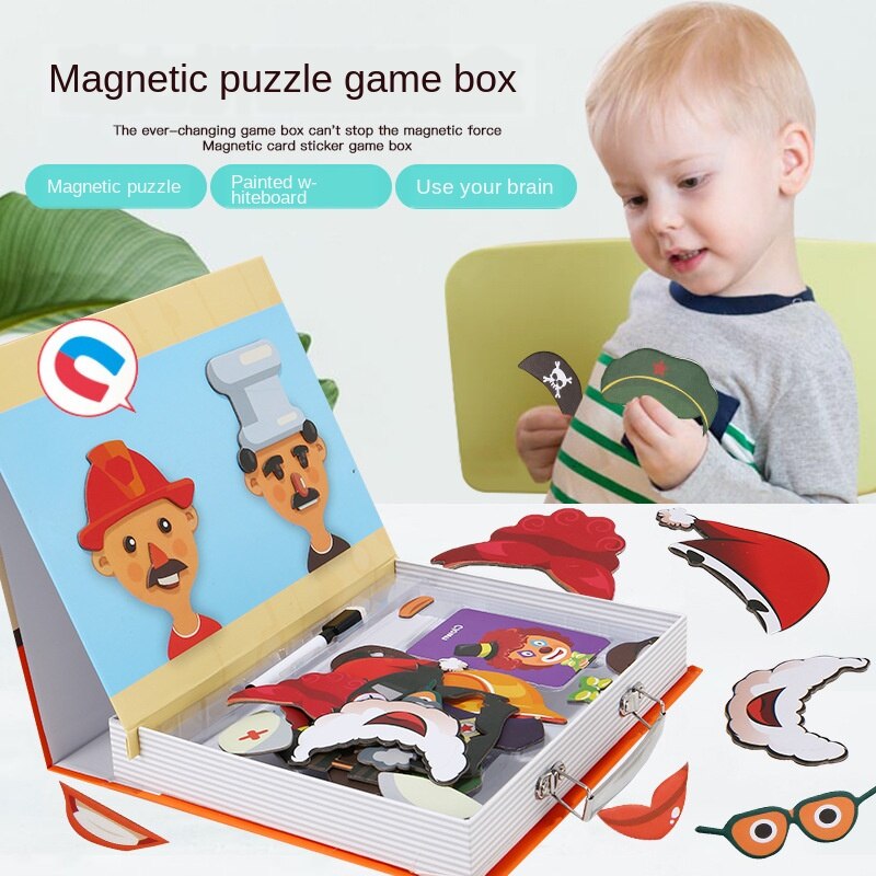 Educazione della prima infanzia di puzzle di puzzle magnetico del giocattolo 3d stereo dressup magnete di puzzle