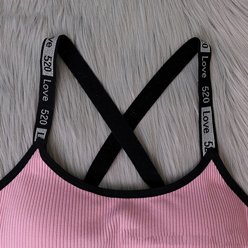 Letter Strap Bras For Women Black Brassiere Fitness Tank Top Underwear Female Detachable Chest Bralette Push Up Sports Bra bh