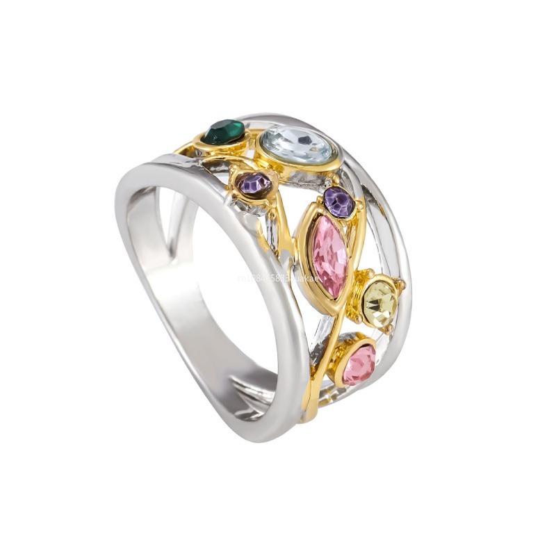 Bijoux féminins exquis motif géométrique ligne d'onde multicolore Micro Zircon couleur bagues pour femmes Anillos rohьц® ж Dönajiе