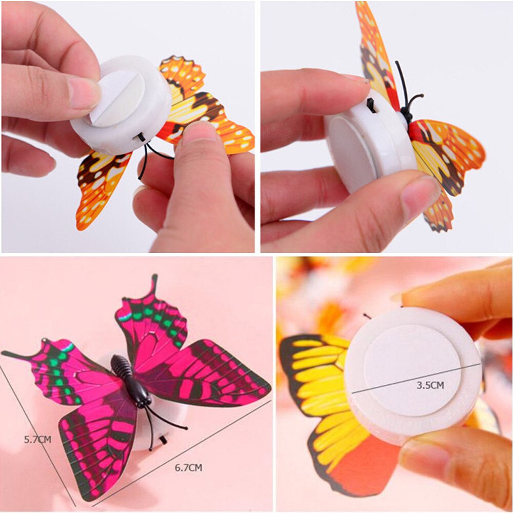 Pegatinas de mariposa 3D LED para pared, lámpara de luz nocturna brillante, calcomanías de pared, decoración para el hogar, , escritorio, 1 ud.