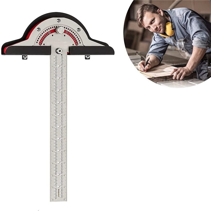 20-Inch Woodworking Edge Ruler Protractor Angle Protractor Two-Arm Woodworking Ruler Angle Measurement Tool