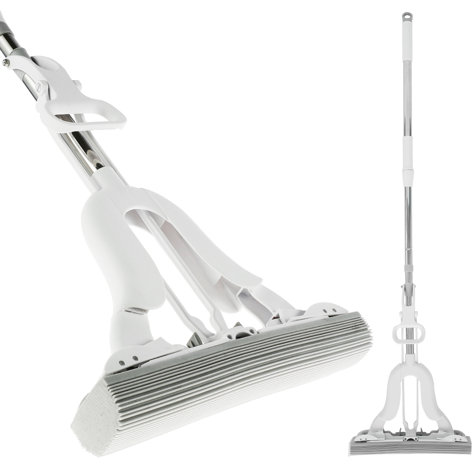 PVA-sponsmop Zelfwringende sponsrolmop met verstelbare handgreep Superabsorberende spons Vloermop Huishoudelijk schoonmaakgereedschap: Rood