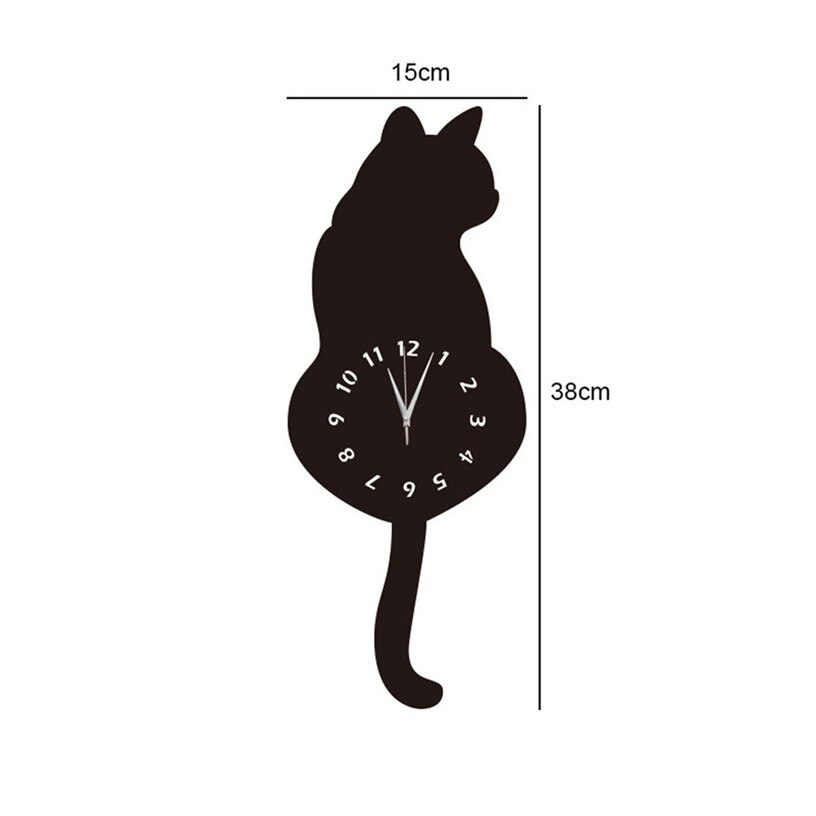 3d Cartoon Cat Acrylic Mirror Clock diy Home Decoration Living Room Mirror Wall Clock Modern Wall Sticker Clocks ju18