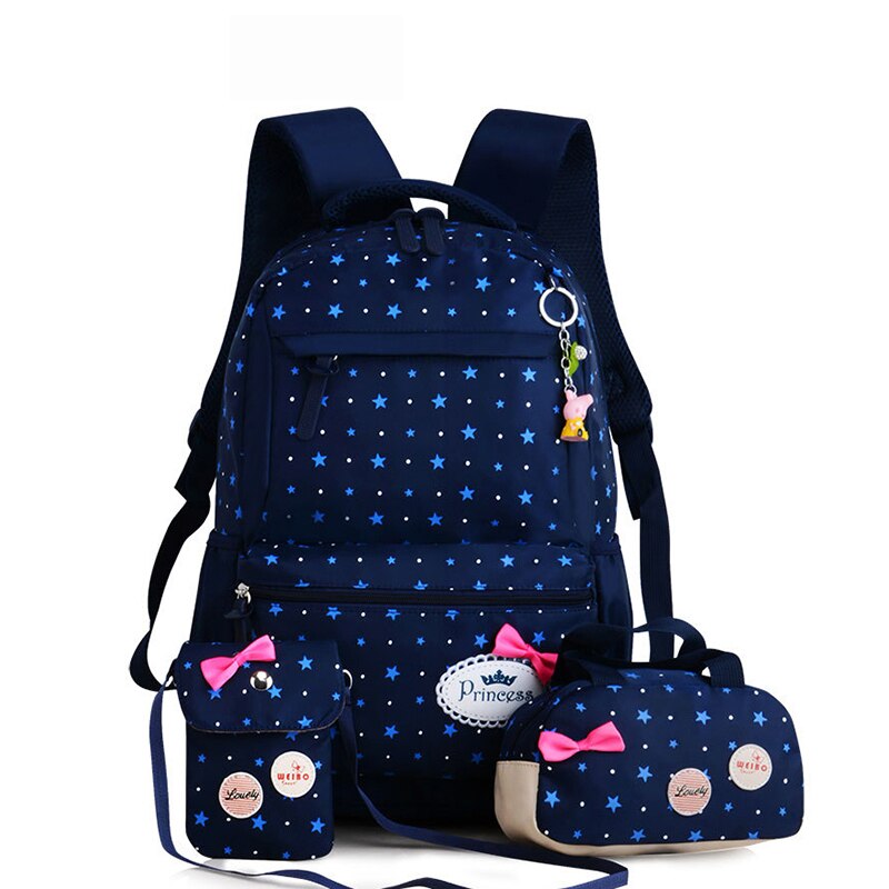 Teenagers girls Lightweight waterproof school bags star printing children school backpacks child orthopedics schoolbag bolsa: Deep Blue a
