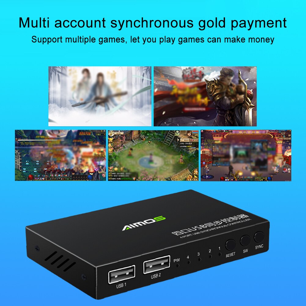 KVM Switcher With Cables Accessories Synchronous Controller 4 Port USB2.0 Splitter For Computer Gaming Stable Data Transmission