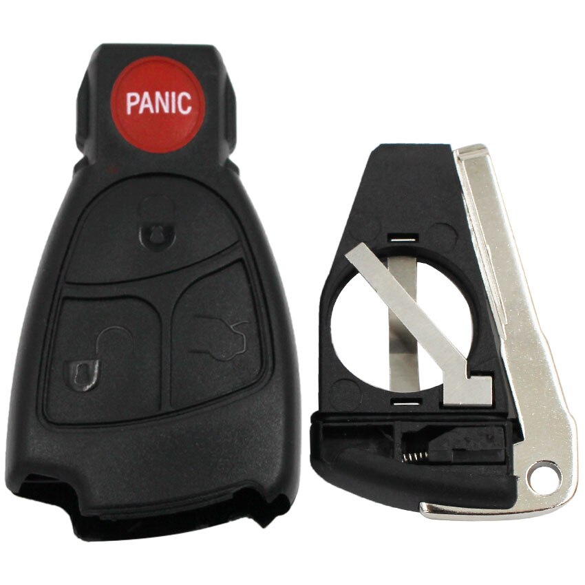 3/4 Button Remote Key Shell Case Smart Car Key Housing Cover with Battery Holder Small Key for Mercedes Benz C E S G SL CLK SLK: 4 Buttons