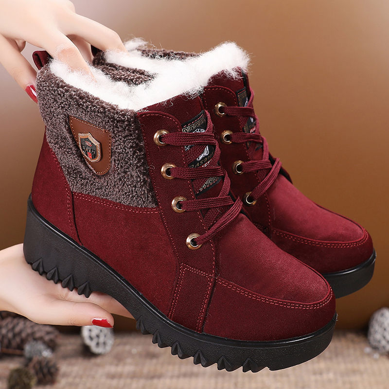 Bottes de neige confortables et imperméables à lacets pour femme, bottines de , mi-mollet, garde au , décontractées, pour l'hiver