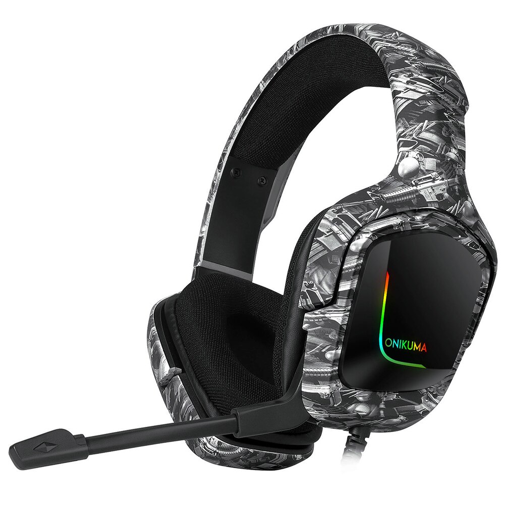 ONIKUMA K20 Gaming Headset - 3.5mm Wired, RGB Lighting, Noise-Cancelling Mic for PC, Tablet, Smartphone