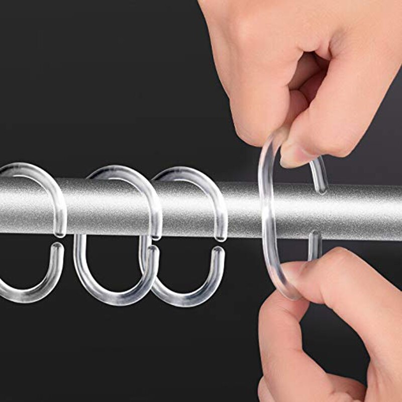Twisted Bad Ring / Boxed Transparante C-Vormige 12 Pack Gordijn Ringen Haken Douchegordijn Ringen Voor Douche Staaf